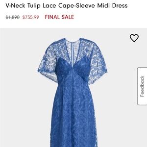 Lela Rose V Neck Tulip Lace Midi Dress